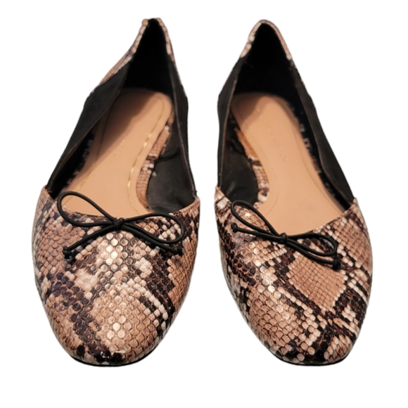 ZARA Woman Beige Snake Animal Print Ballet Flats Size 39 /USA 8 - Picture 5 of 7